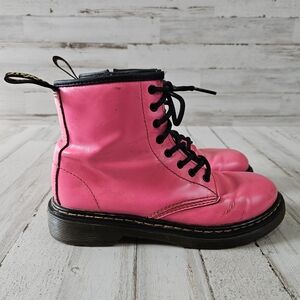 Dr Martens Electric Pink Kids Girls Lace Up Boots Sz 3